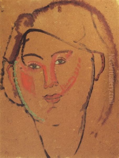 Tete De Jeune Fille Oil Painting by Amedeo Modigliani