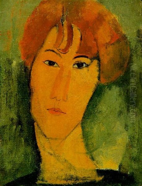 Jeune Femme Rousse A La Collerette Oil Painting by Amedeo Modigliani