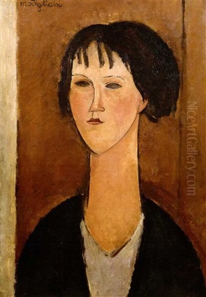 Jeune Fille A La Frange (la Noire) Oil Painting by Amedeo Modigliani