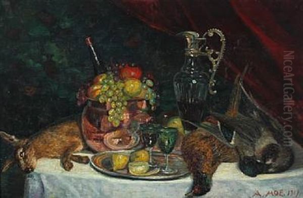 Nature Morte With Fruit And Wine by Andreas Moe