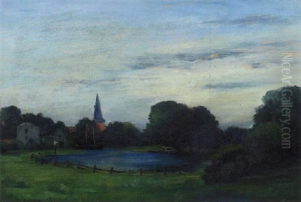 Kirche In Eppendorf Oil Painting by Anderly Johann Moeller