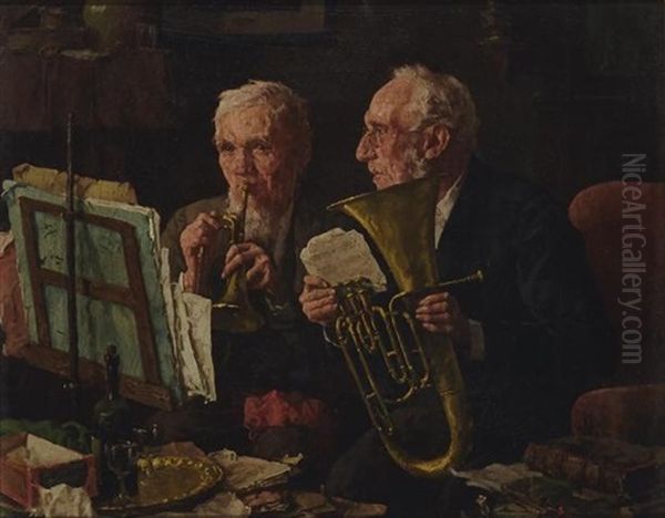 Playing A Melody Oil Painting by Louis Charles Moeller