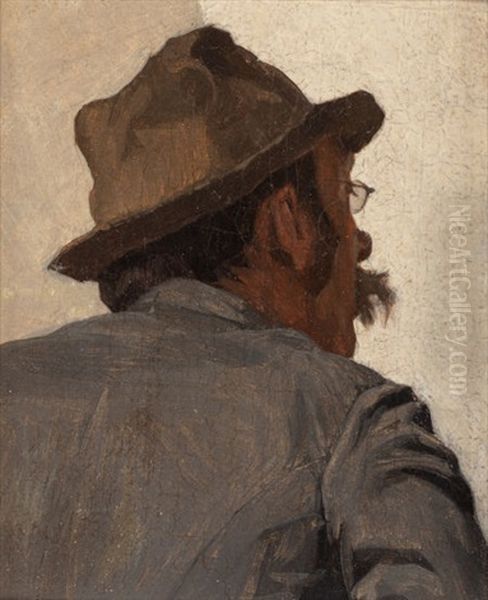 Man From The Back With Glasses Oil Painting by Louis Charles Moeller