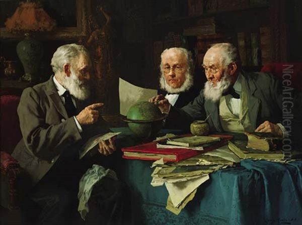 Heated Discussion Oil Painting by Louis Charles Moeller