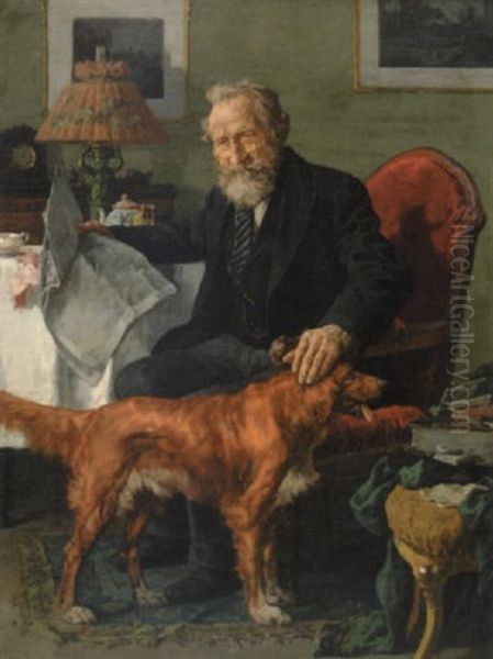 Man's Best Friend Oil Painting by Louis Charles Moeller