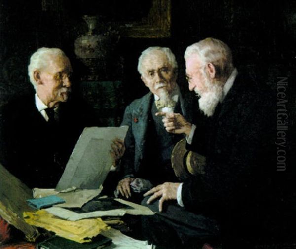 Three Gentlemen Oil Painting by Louis Charles Moeller