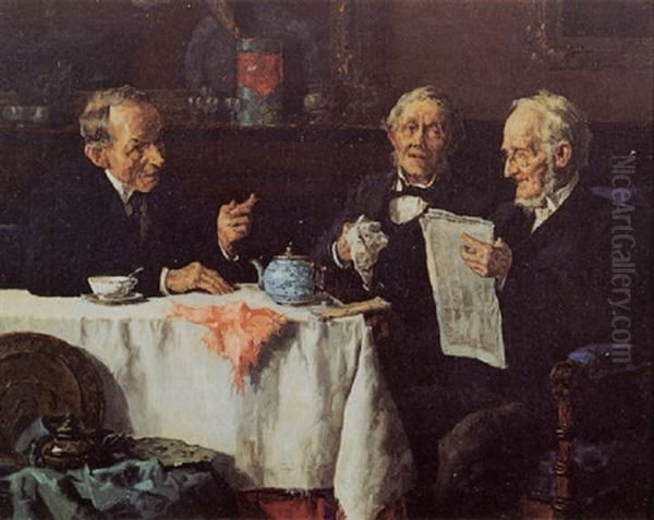 The Discussion Oil Painting by Louis Charles Moeller