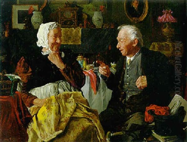 Talking About Old Times Oil Painting by Louis Charles Moeller