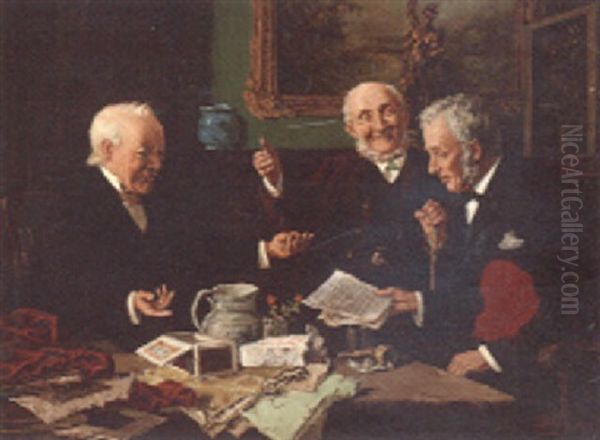 Three Gentlemen Oil Painting by Louis Charles Moeller