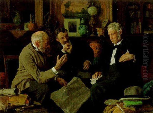 The Discussion Oil Painting by Louis Charles Moeller