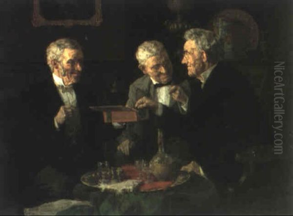 A Good Cigar Oil Painting by Louis Charles Moeller