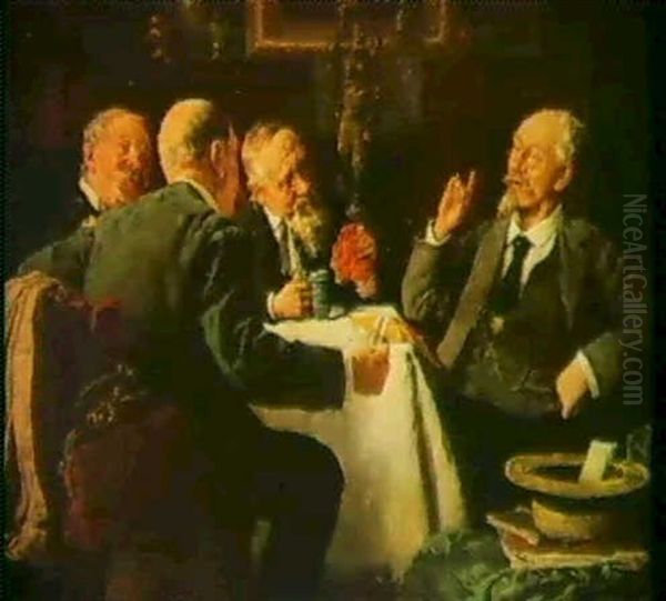 The Discussion Oil Painting by Louis Charles Moeller