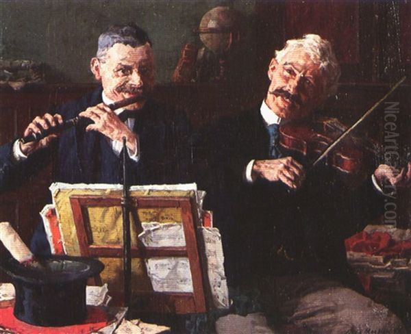 Two Musicians Oil Painting by Louis Charles Moeller