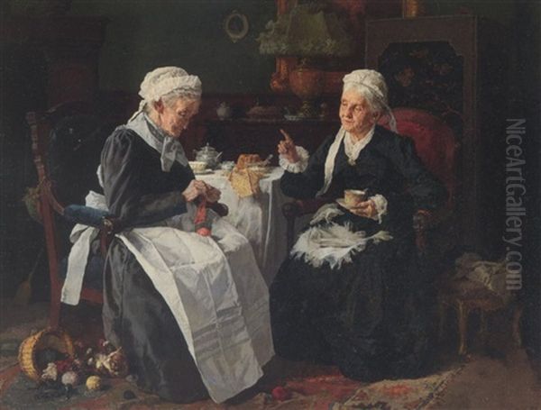 Tea Time Oil Painting by Louis Charles Moeller