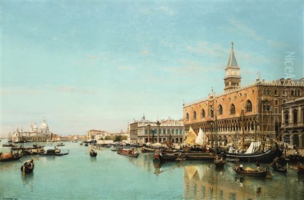 The Doge's Palace And The Piazza San Marco, Venice Oil Painting by Jean Baptiste van Moer