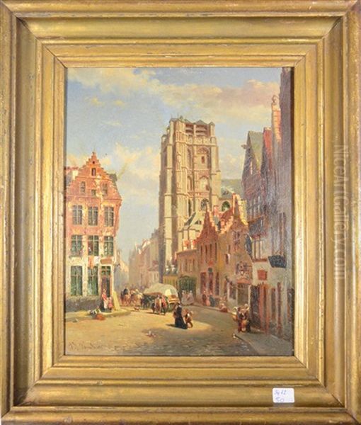 Rue Animee Oil Painting by Jean Baptiste van Moer