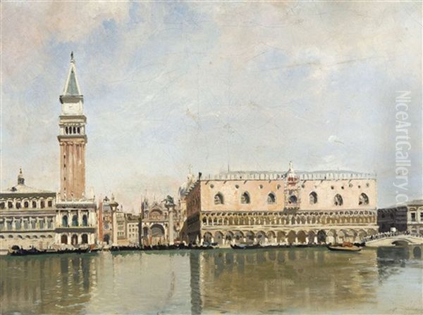 Vue Sur La Place Saint-marc Et Le Palais Des Doges A Venise Oil Painting by Jean Baptiste van Moer