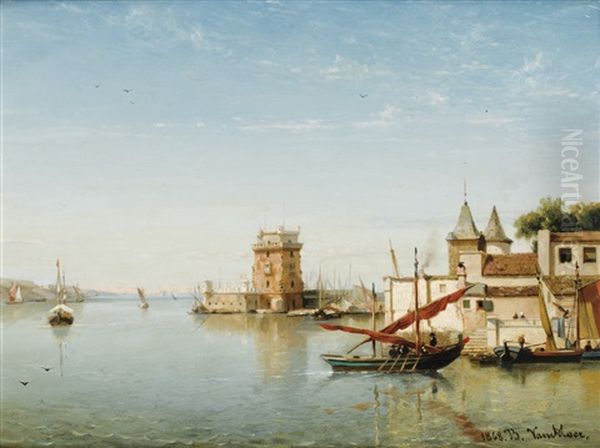 Vue De La Tour De Belem A Lisbonne Oil Painting by Jean Baptiste van Moer