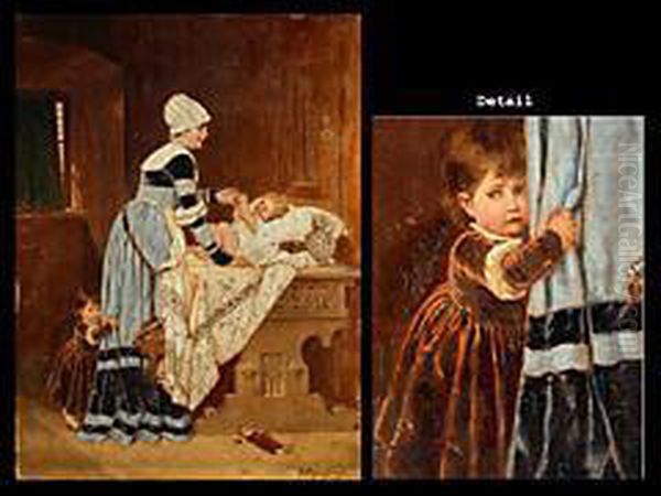 Die Mutter Und Ihre Kinder Oil Painting by Robert Julius Beyschlag