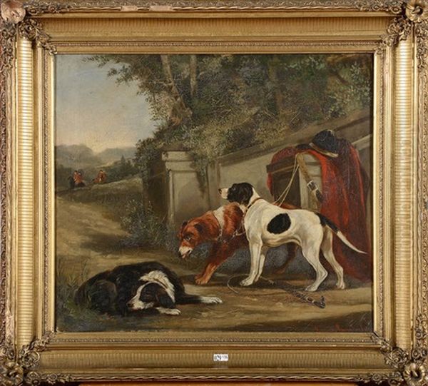 Chiens De Chasse Au Repos Oil Painting by Edouard-Joris Moerenhout