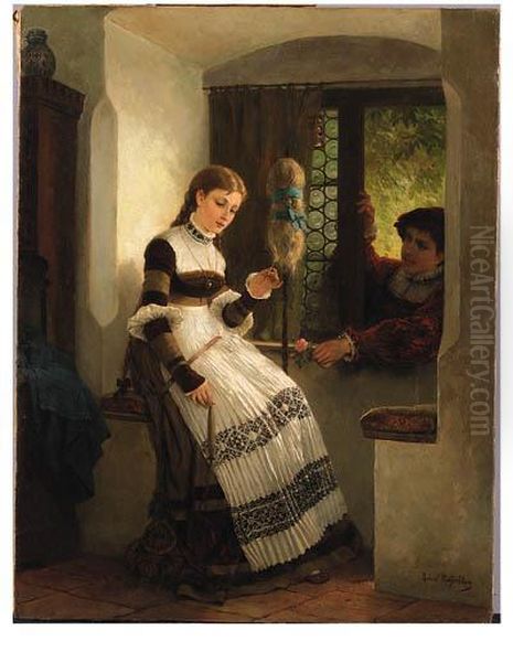 A Secret Love Oil Painting by Robert Julius Beyschlag