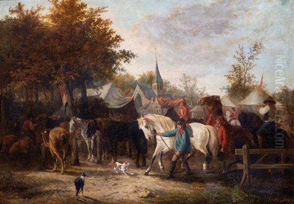 Foire Annuelle Avec Marche Aux Chevaux Oil Painting by Joseph Jodocus Moerenhout