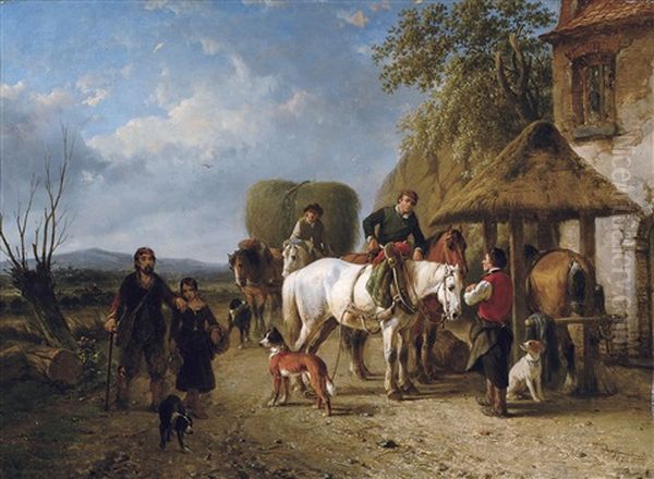 Chez Le Forgeron Oil Painting by Joseph Jodocus Moerenhout