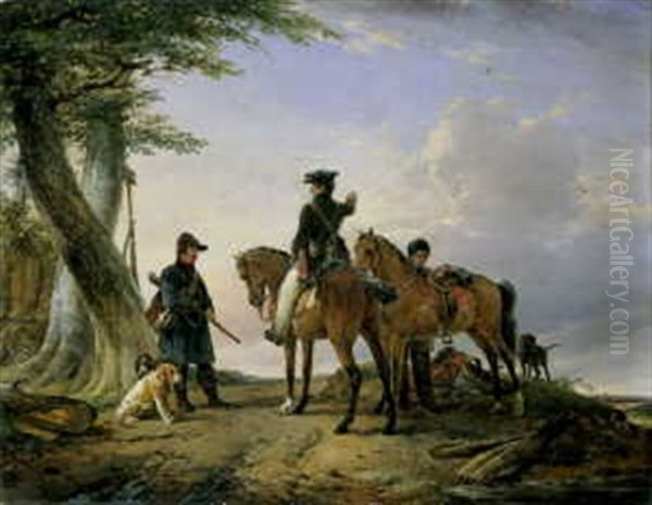 Die Jager Oil Painting by Joseph Jodocus Moerenhout