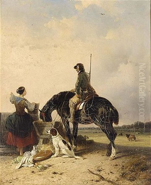 A Hunter At Rest Oil Painting by Joseph Jodocus Moerenhout