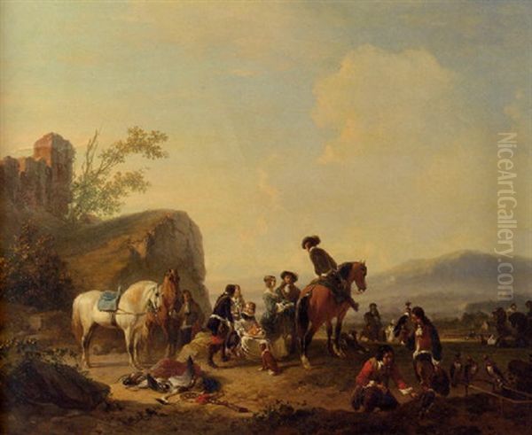 The Falconry Oil Painting by Joseph Jodocus Moerenhout