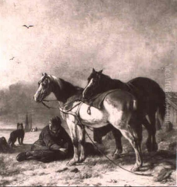 Garcon Aux Chevaux Oil Painting by Joseph Jodocus Moerenhout