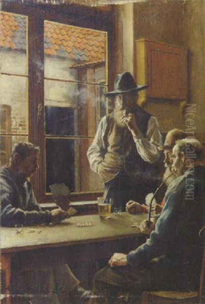 Cardplayers Oil Painting by Jan Moerman