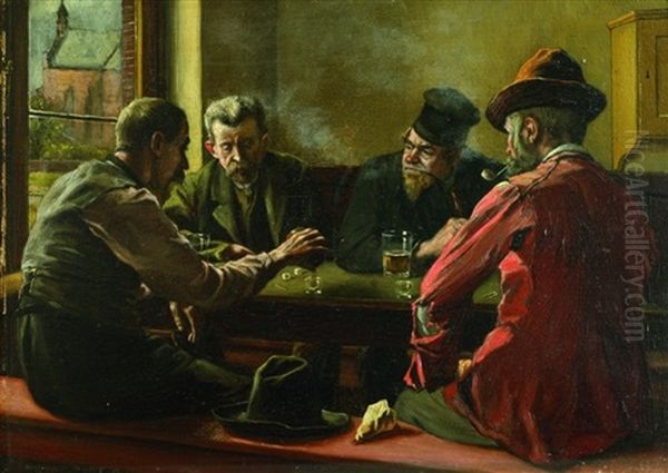 Wurfelspieler In Einem Gasthaus Oil Painting by Johannes Lodewijk Moerman