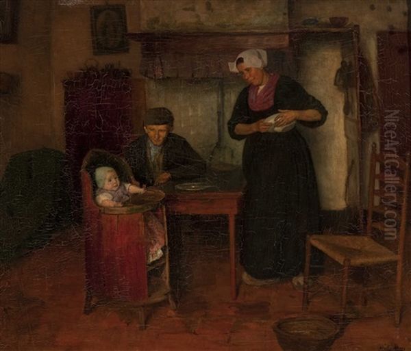 Interior With Family, Laren Oil Painting by Wally (Walburga Wilhelmina) Moes