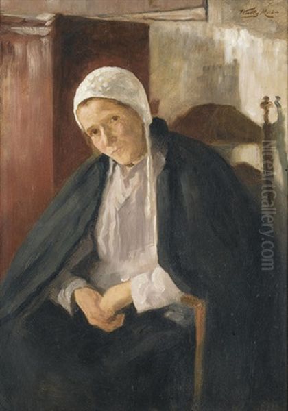 Sitzende Frau In Interieur Oil Painting by Wally (Walburga Wilhelmina) Moes