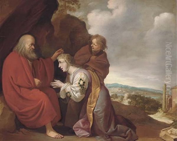 Abraham Blessing Rebecca Oil Painting by Claes Cornelisz Moeyaert