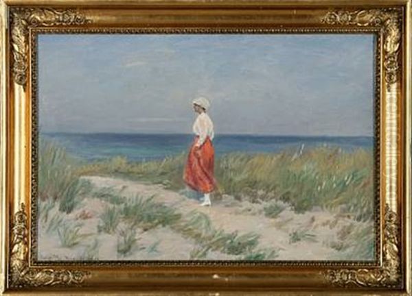 Tisvilde Strand Oil Painting by Ludvig Mogelgaard