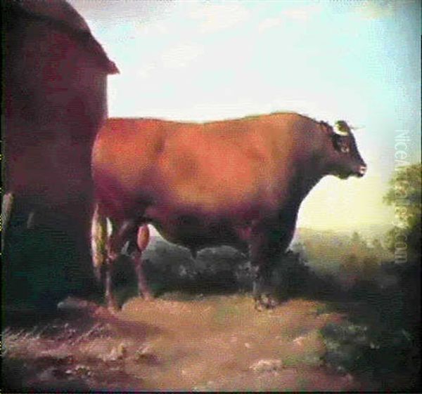 Shorthorn Bull [&] Shorthorn Cow Oil Painting by Thomas Mogford