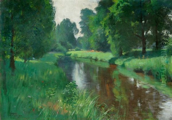 Parkstuck Mit Kanal Oil Painting by Johannes Heinrich Mogk