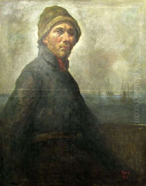 The Fisherman Oil Painting by Nicolae Petrescu Mogos