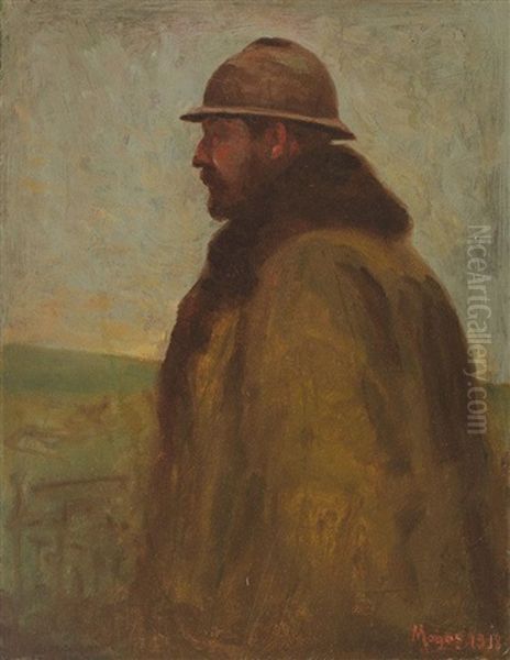 King Ferdinand In Front In 1917 (study) Oil Painting by Nicolae Petrescu Mogos