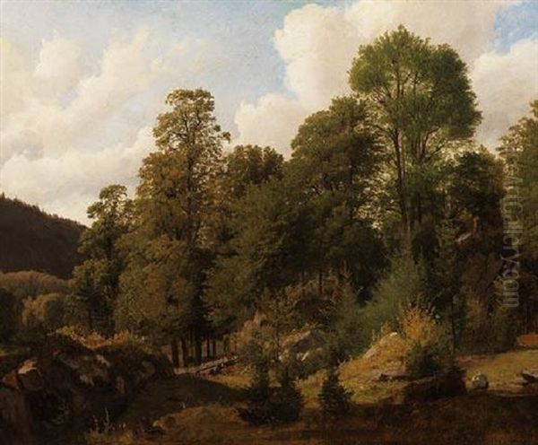 Sommerliche Waldlandschaft Oil Painting by Johan Mohr