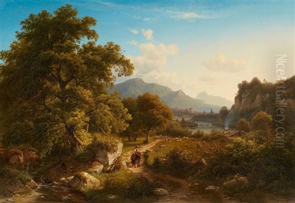 Landscape Near Ischl Oil Painting by Johann Georg Paul Mohr