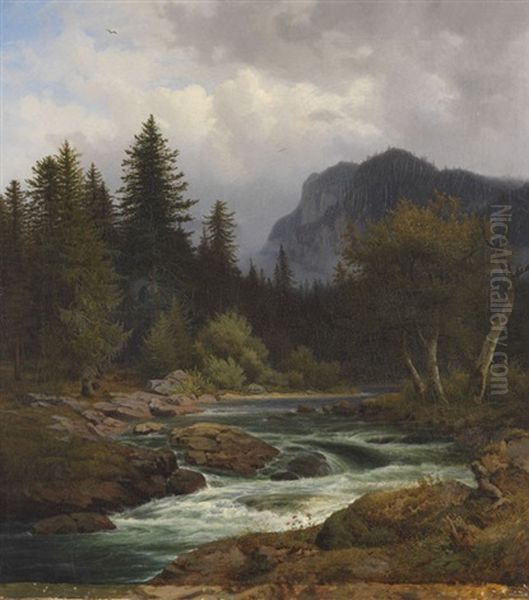 Berglandschaft Mit Bachlauf Oil Painting by Johann Georg Paul Mohr