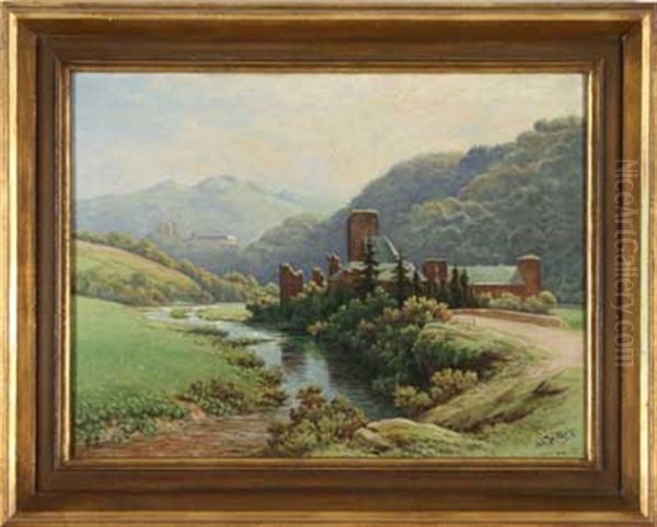 Schloss Langenau Und Kloster Arnstein A.d. Lahn Oil Painting by Johann Georg Paul Mohr