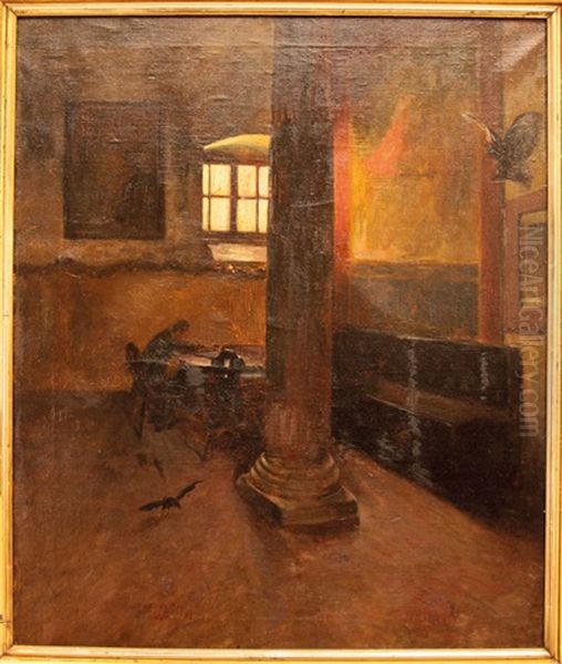 Schreiber Und Interieur Oil Painting by Alfred Mohrbutter