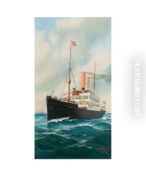 Der Hapag-dampfer Konig Albert Oil Painting by John Henry Mohrmann