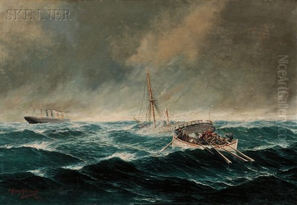 Rescue At Sea Oil Painting by John Henry Mohrmann