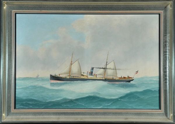 Dampfschiff Carl Hirschberg Auf See Oil Painting by John Henry Mohrmann