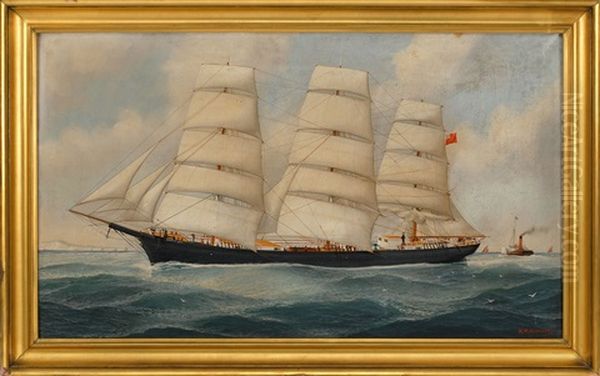 The British Ship Annie M. Law Oil Painting by John Henry Mohrmann